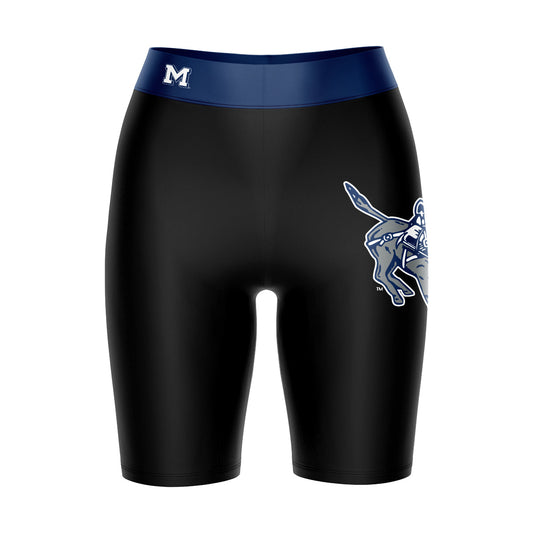 Colorado Mines Orediggers Vive La Fete Game Day Logo on Thigh and Waistband Black and Blue Women Bike Short 9 Inseam
