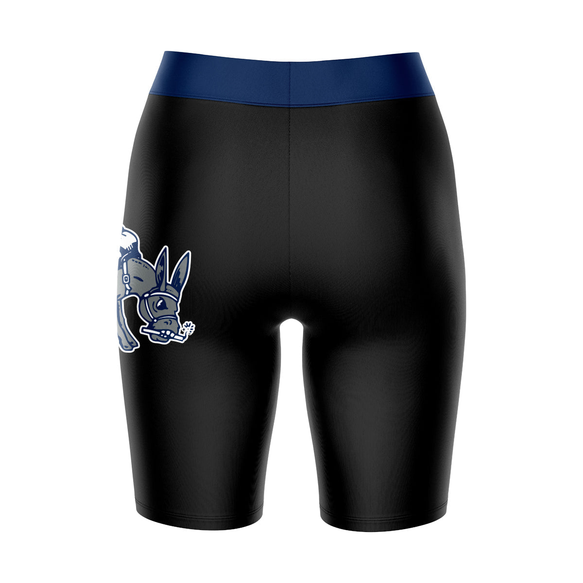 Colorado Mines Orediggers Vive La Fete Game Day Logo on Thigh and Waistband Black and Blue Women Bike Short 9 Inseam