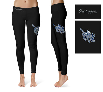 Mines Orediggers Vive La Fete Game Day Collegiate Large Logo on Thigh Women Black Yoga Leggings 2.5 Waist Tights