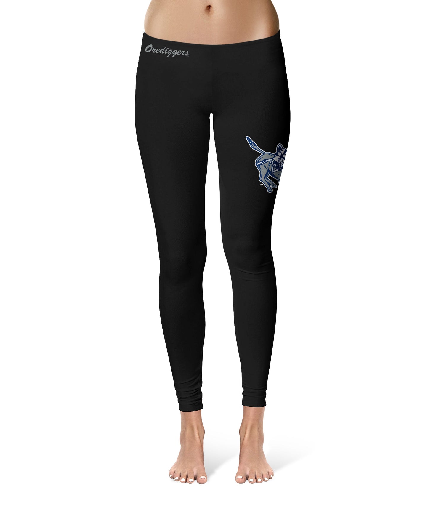 Mines Orediggers Vive La Fete Game Day Collegiate Large Logo on Thigh Women Black Yoga Leggings 2.5 Waist Tights