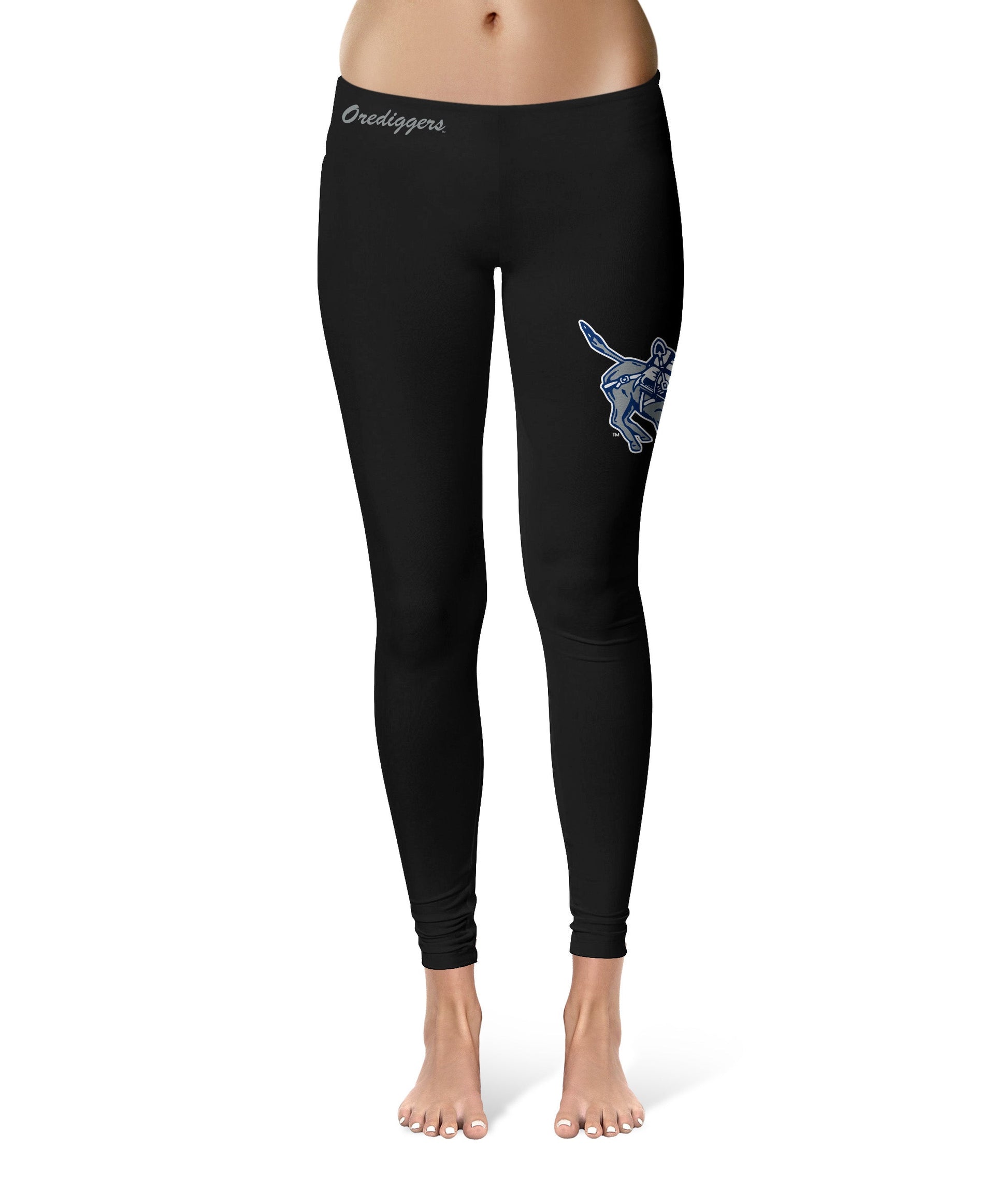 Mines Orediggers Vive La Fete Game Day Collegiate Large Logo on Thigh Women Black Yoga Leggings 2.5 Waist Tights