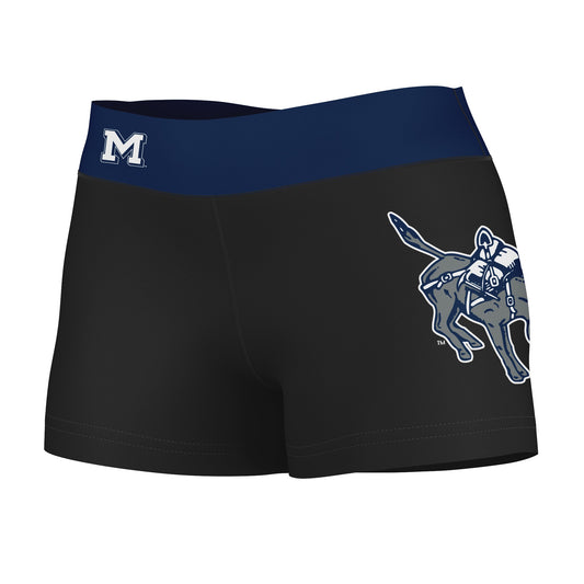 Colorado School of Mines Orediggers Logo on Thigh & Waistband Black & Blue Women Yoga Booty Workout Shorts 3.75 Inseam