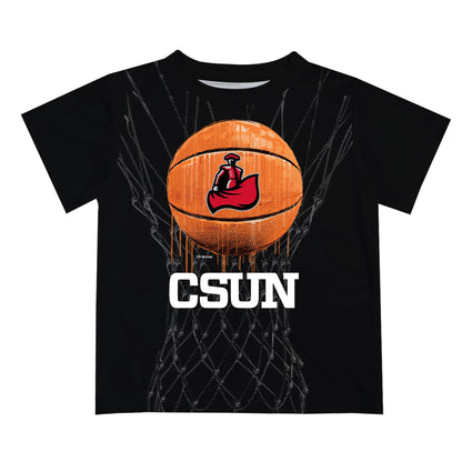 Cal State Univeristy Northridge Matadors CSUN Original Dripping Basketball Black T-Shirt by Vive La Fete