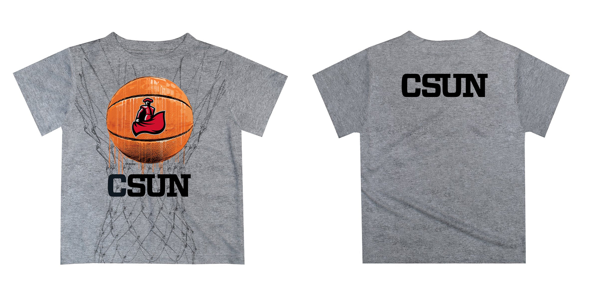 Cal State Univeristy Northridge Matadors CSUN Original Dripping Basketball Heather Gray T-Shirt by Vive La Fete