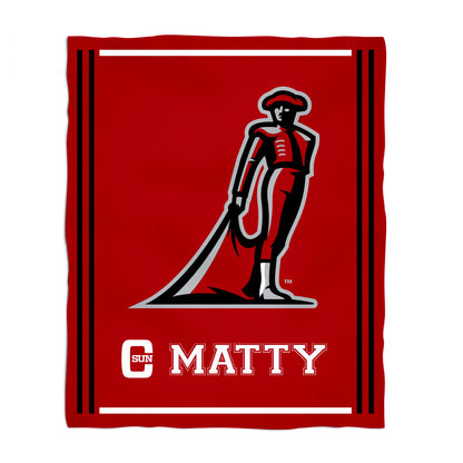 Cal State University Northridge Matadors Kids Game Day Red Plush Soft Minky Blanket 36 x 48 Mascot