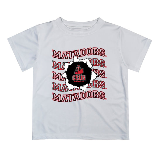 Cal State University Northridge Matadors CSUN Vive La Fete White Art V1 Short Sleeve Tee Shirt