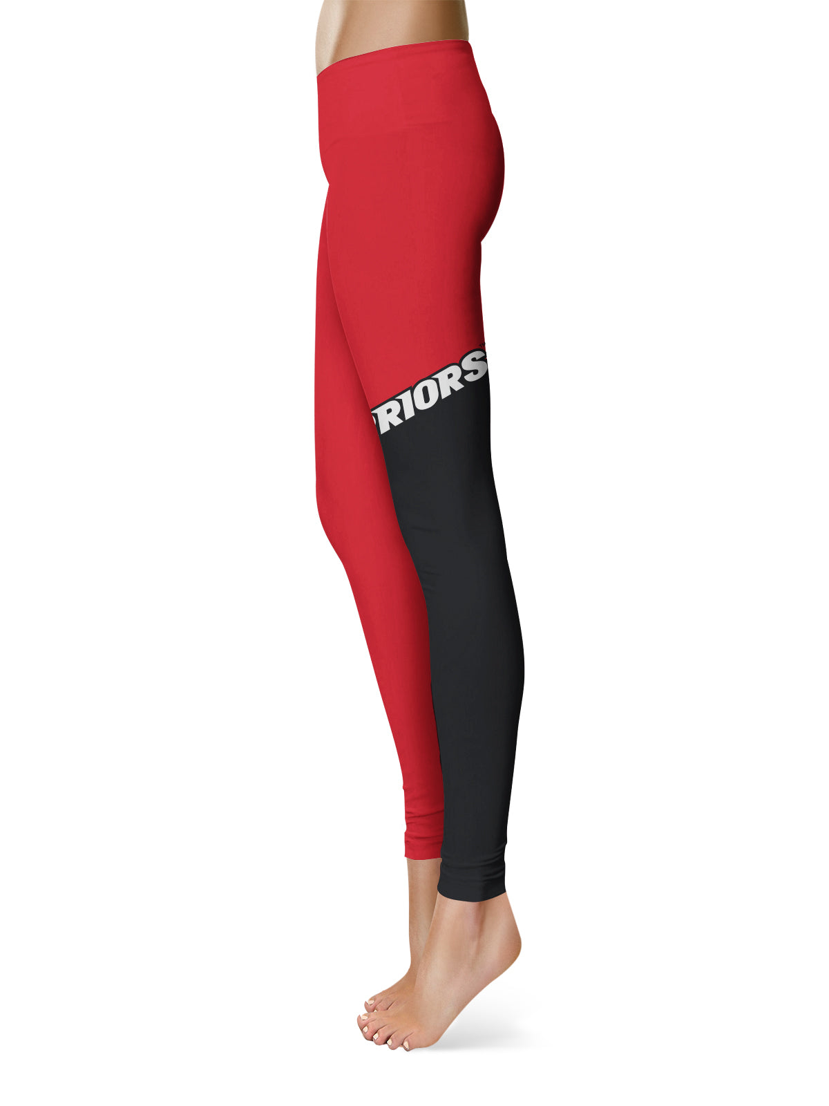 Cal State Stanislaus Warriors CSUSTAN Vive La Fete Game Day Collegiate Leg Color Block Women Red Black Yoga Leggings