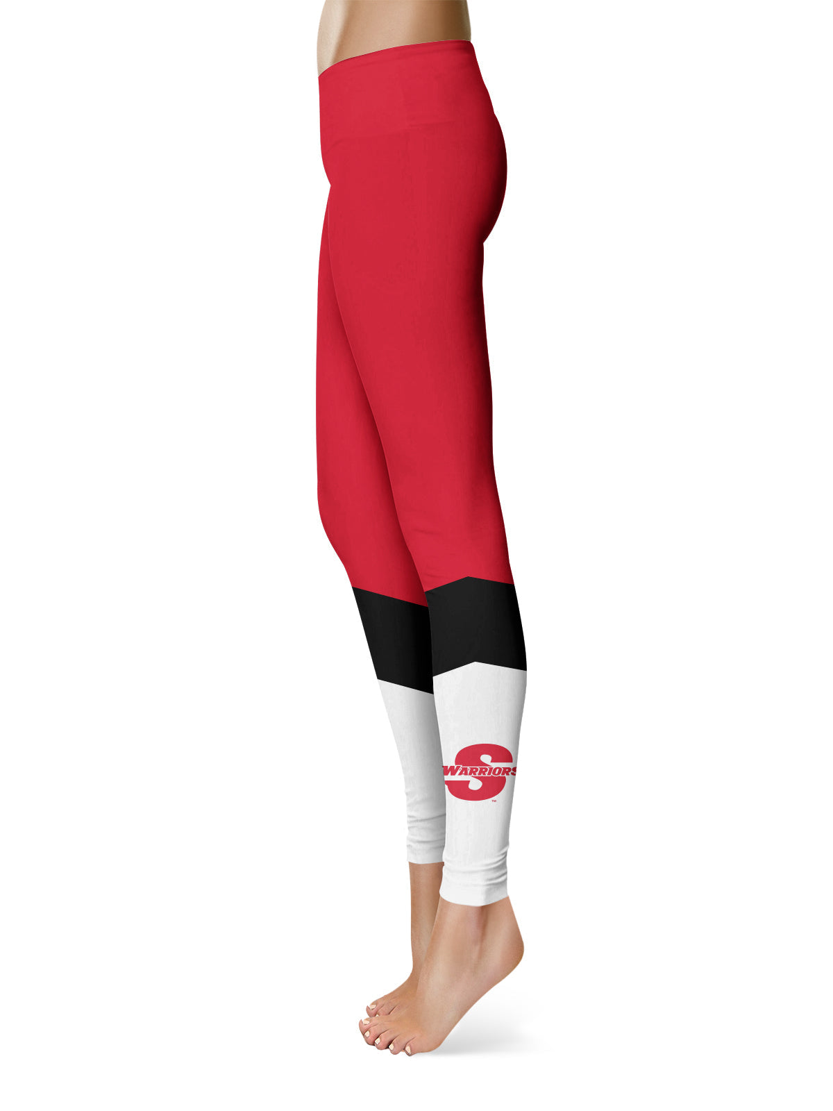 Cal State Stanislaus Warriors CSUSTAN Vive La Fete Game Day Collegiate Ankle Color Block Women Red White Yoga Leggings