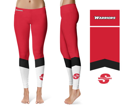 Cal State Stanislaus Warriors CSUSTAN Vive La Fete Game Day Collegiate Ankle Color Block Women Red White Yoga Leggings