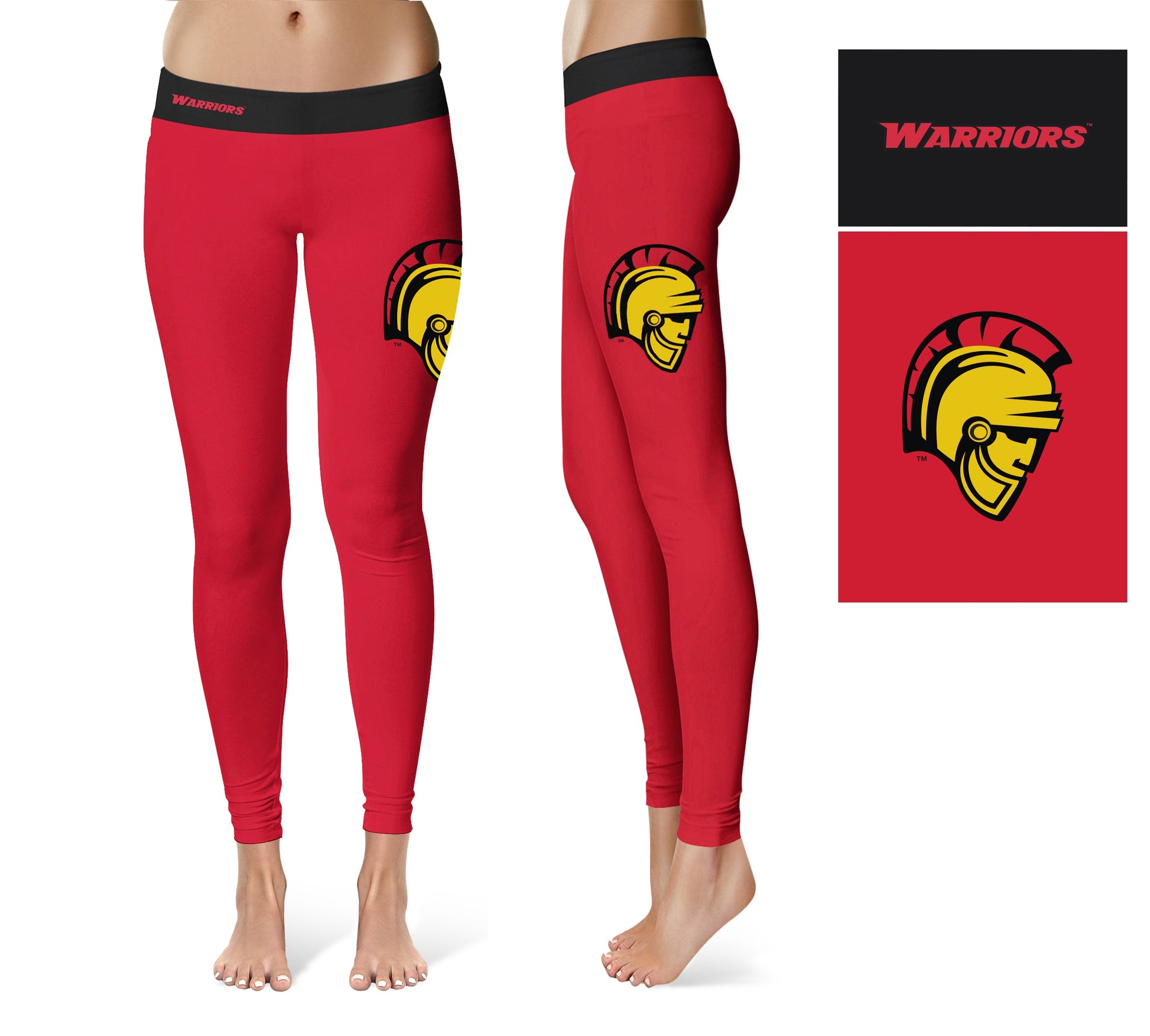 Cal State Stanislaus Warriors Vive La Fete Game Day Collegiate Logo on Thigh Red Women Yoga Leggings 2.5 Waist Tights