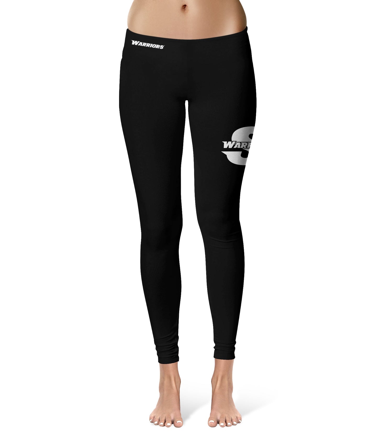 Cal State Stanislaus Warriors Vive La Fete Collegiate Large Logo on Thigh Women Black Yoga Leggings 2.5 Waist Tights