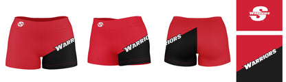 Cal State Stanislaus Warriors Vive La Fete Game Day Collegiate Leg Color Block Women Red Black Optimum Yoga Short - Vive La F̻te - Online Apparel Store