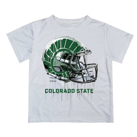 Colorado State Rams CSU Original Dripping Football White T-Shirt by Vive La Fete