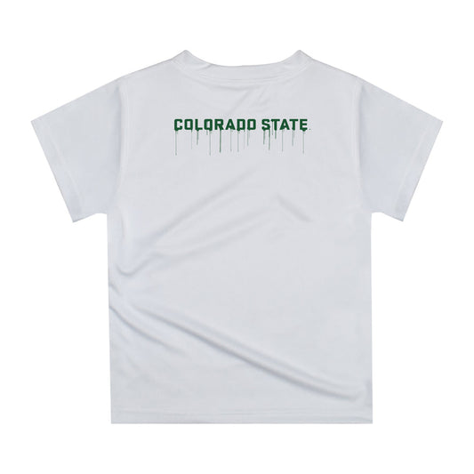Mouseover Image, Colorado State Rams CSU Original Dripping Football White T-Shirt by Vive La Fete