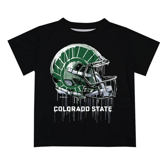 Colorado State Rams CSU Original Dripping Football Black T-Shirt by Vive La Fete