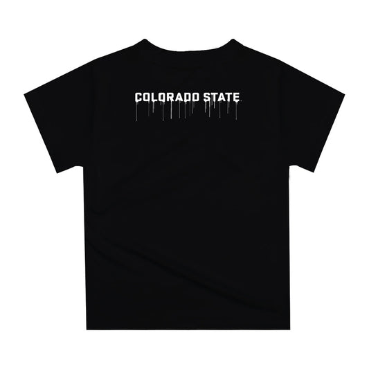 Mouseover Image, Colorado State Rams CSU Original Dripping Football Black T-Shirt by Vive La Fete