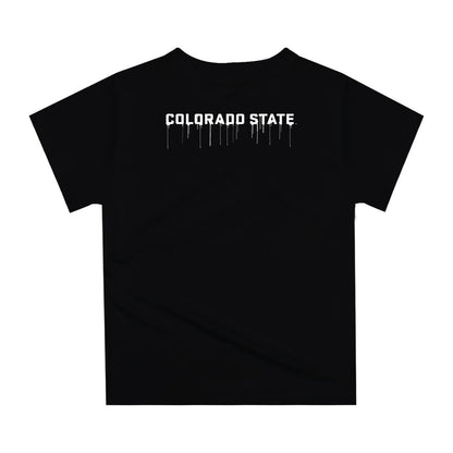 Colorado State Rams CSU Original Dripping Football Black T-Shirt by Vive La Fete