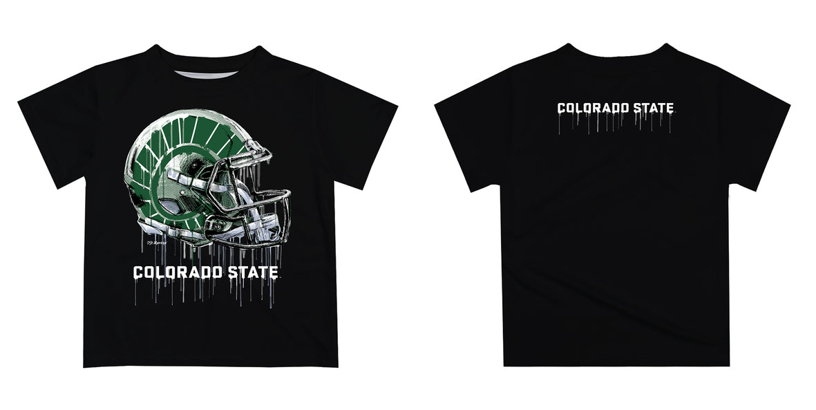 Colorado State Rams CSU Original Dripping Football Black T-Shirt by Vive La Fete