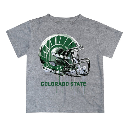 Colorado State Rams CSU Original Dripping Football Heather Gray T-Shirt by Vive La Fete