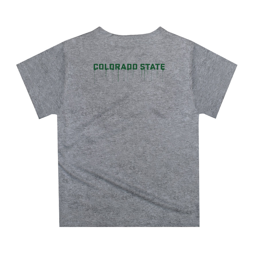 Colorado State Rams CSU Original Dripping Football Heather Gray T-Shirt by Vive La Fete