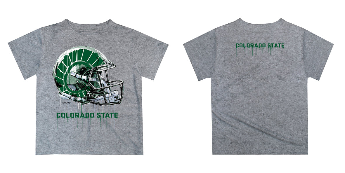 Colorado State Rams CSU Original Dripping Football Heather Gray T-Shirt by Vive La Fete