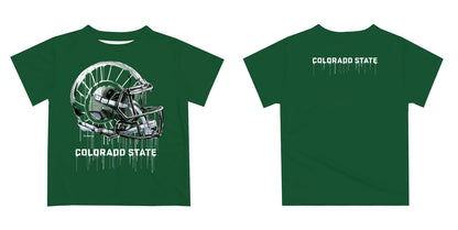 Colorado State Rams CSU Original Dripping Football Green T-Shirt by Vive La Fete