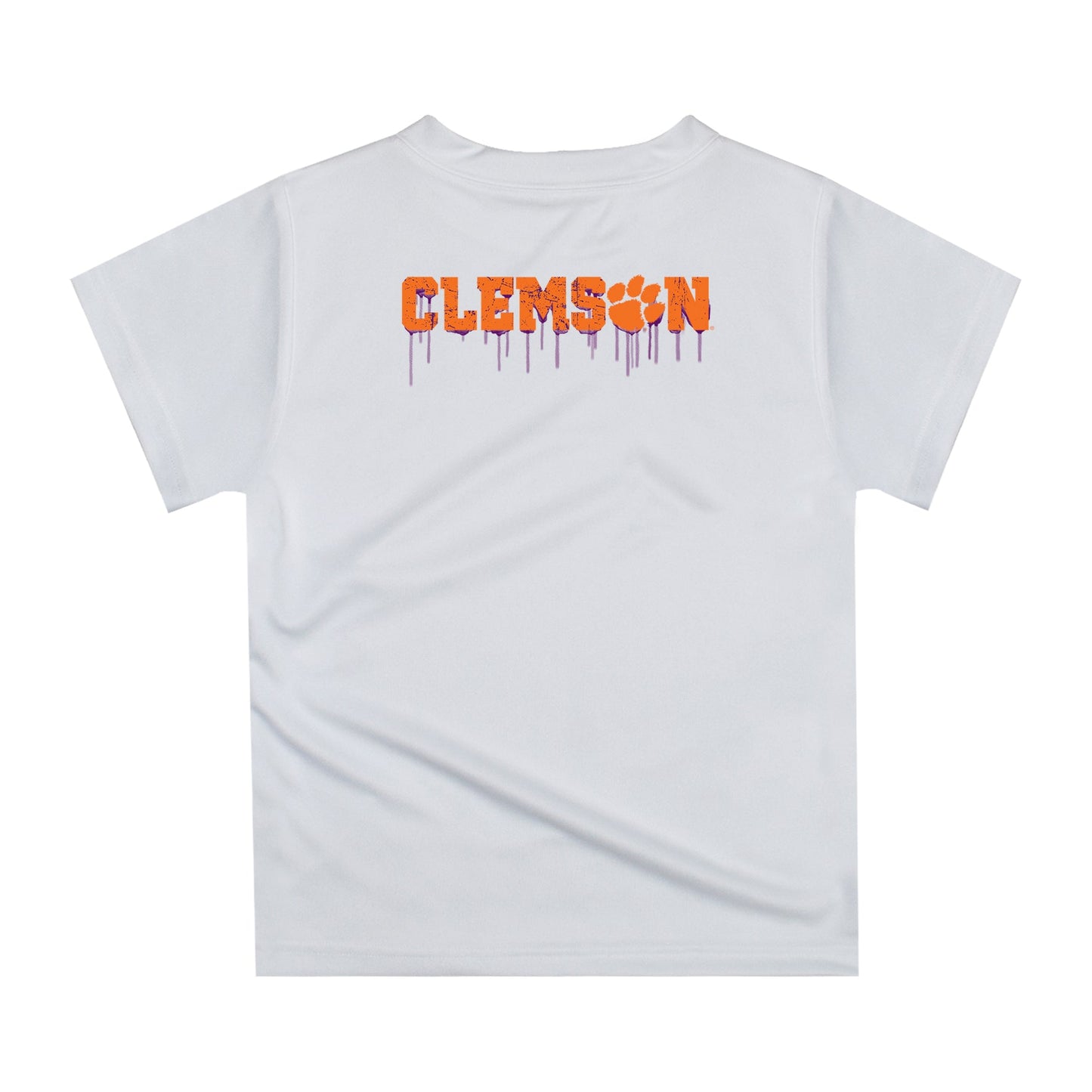 Clemson Tigers Original Dripping Football Helmet White T-Shirt by Vive La Fete