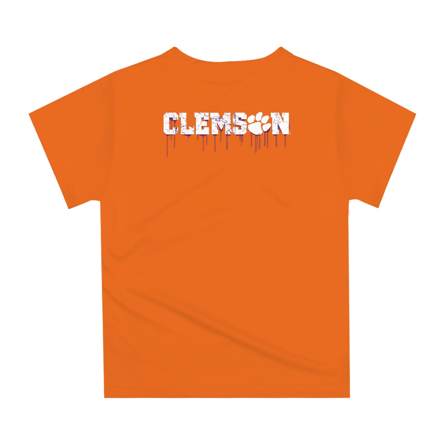 Clemson Tigers Original Dripping Football Helmet Orange T-Shirt by Vive La Fete