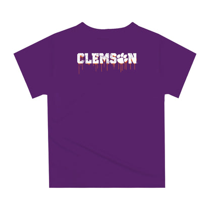 Clemson Tigers Original Dripping Football Helmet Purple T-Shirt by Vive La Fete