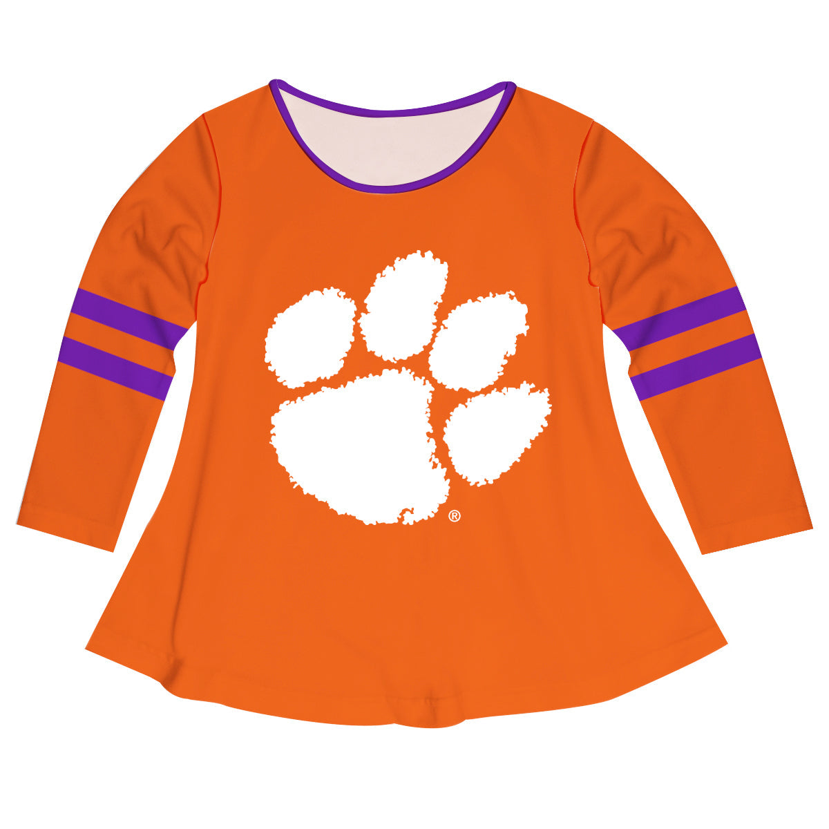 Clemson Tigers Big Logo Orange Stripes Long Sleeve Girls Laurie Top by Vive La Fete