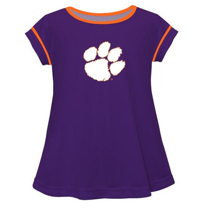 Clemson Solid Purple Girls Laurie Top Short Sleeve by Vive La Fete