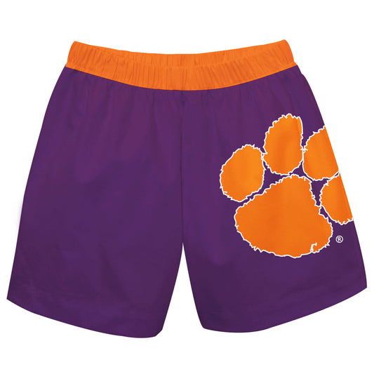 Clemson Tigers Boys Purple Shortss With Orange Waist Band