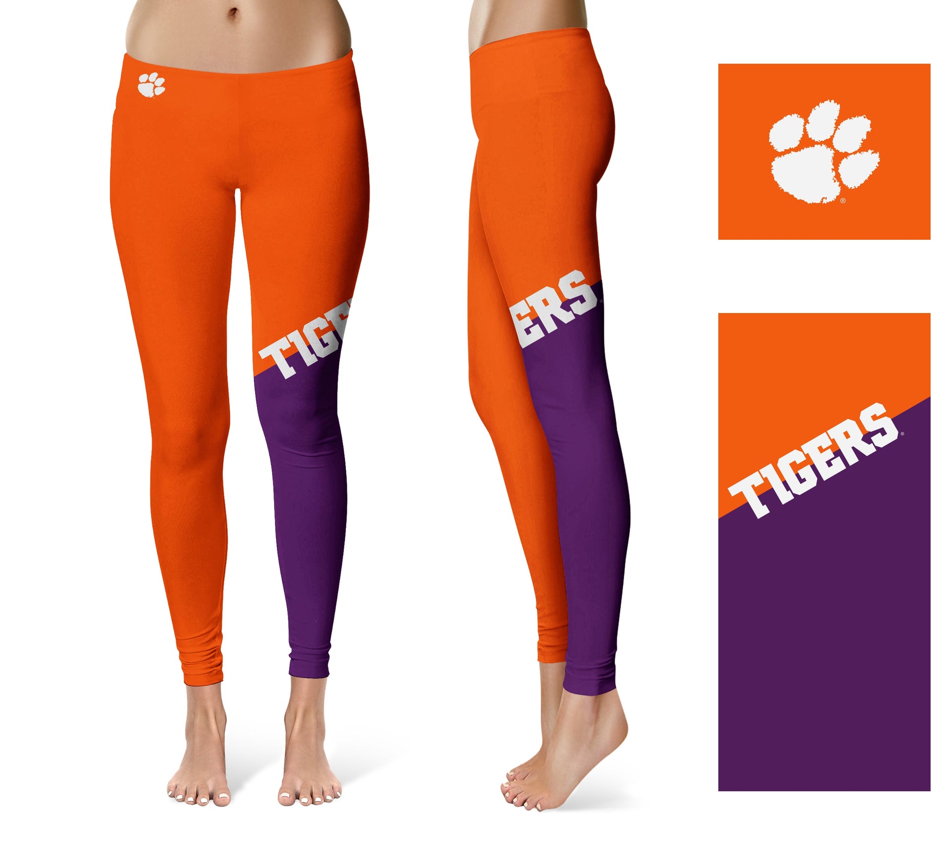 Clemson Tigers Vive La Fete Game Day Collegiate Leg Color Block Women Orange Purple Yoga Leggings