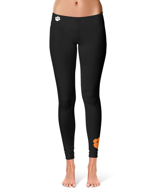 Clemson Tigers Vive La Fete Game Day Collegiate Logo at Ankle Women Black Yoga Leggings 2.5 Waist Tights