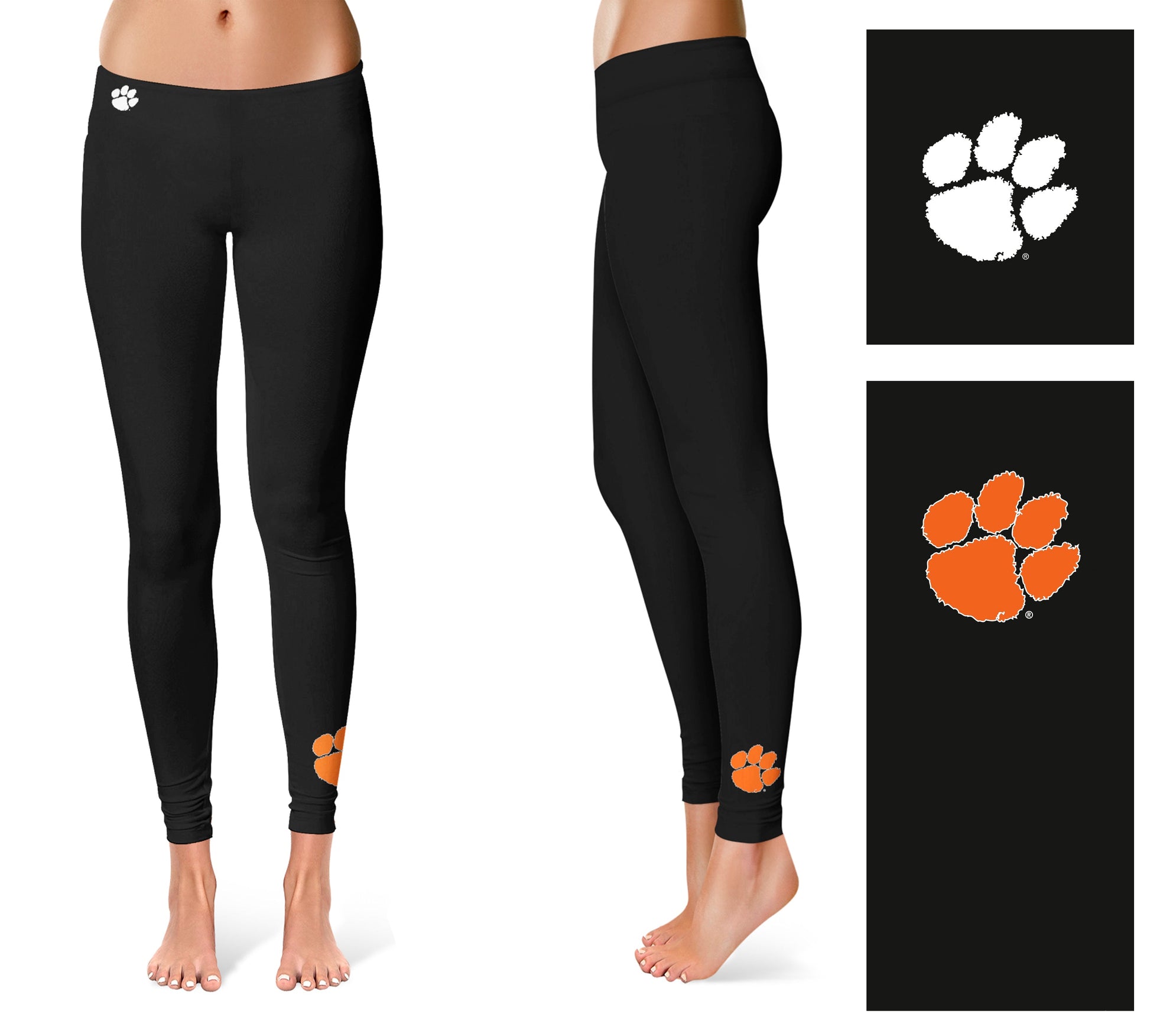 Clemson Tigers Vive La Fete Game Day Collegiate Logo at Ankle Women Black Yoga Leggings 2.5 Waist Tights