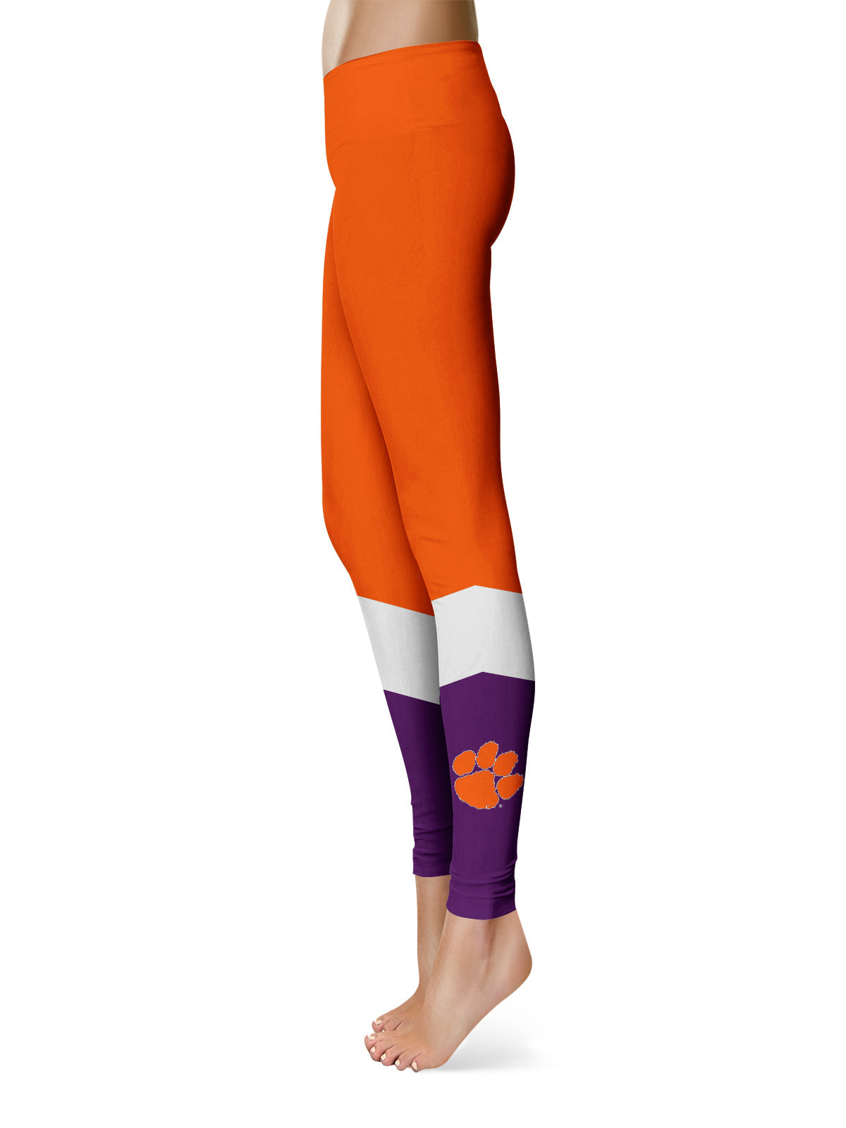 Clemson Tigers Vive La Fete Game Day Collegiate Ankle Color Block Women Orange Purple Yoga Leggings