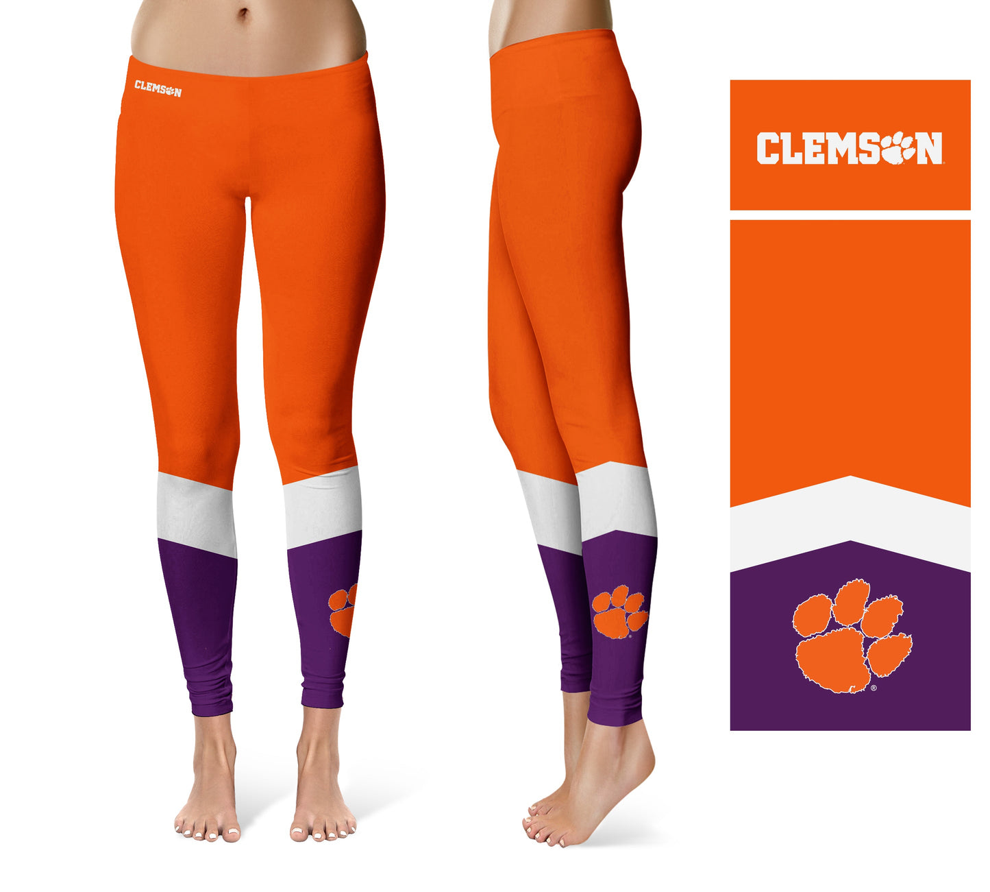 Clemson Tigers Vive La Fete Game Day Collegiate Ankle Color Block Women Orange Purple Yoga Leggings