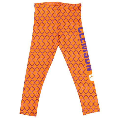 Clemson Quatrefoil Orange Leggings