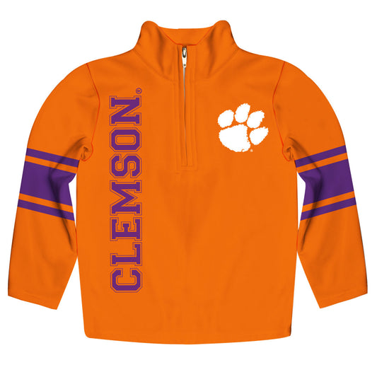 Clemson Stripes Orange Long Sleeve Quarter Zip Sweatshirt by Vive La Fete