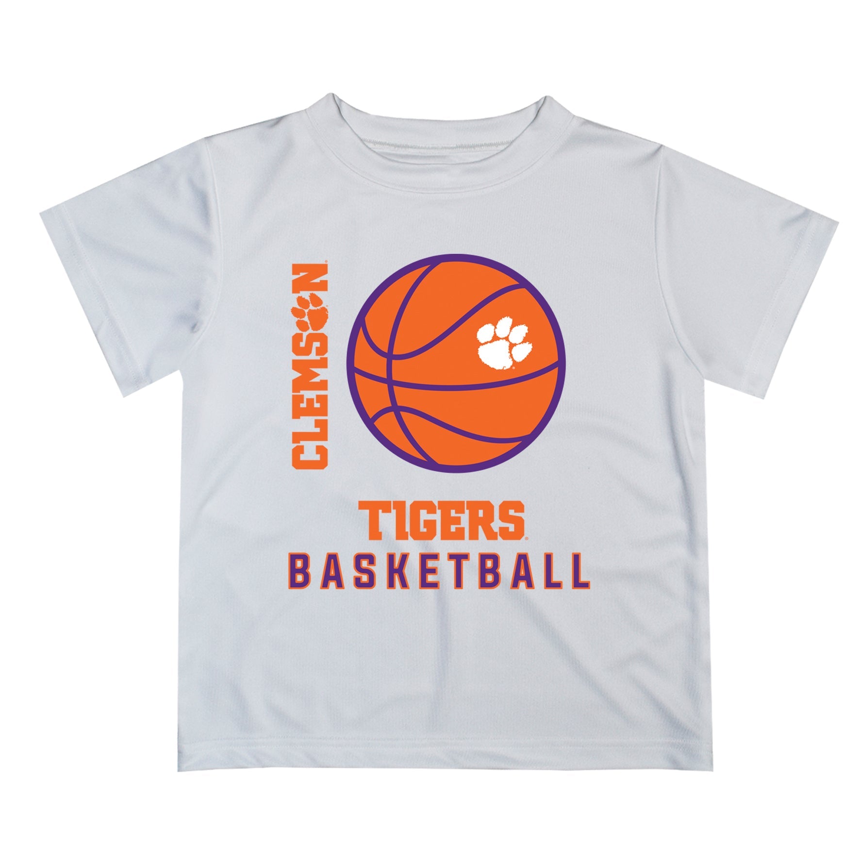 Clemson Tigers Vive La Fete Basketball V1 White Short Sleeve Tee Shirt