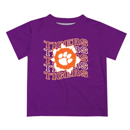 Clemson Tigers Vive La Fete  Purple Art V1 Short Sleeve Tee Shirt