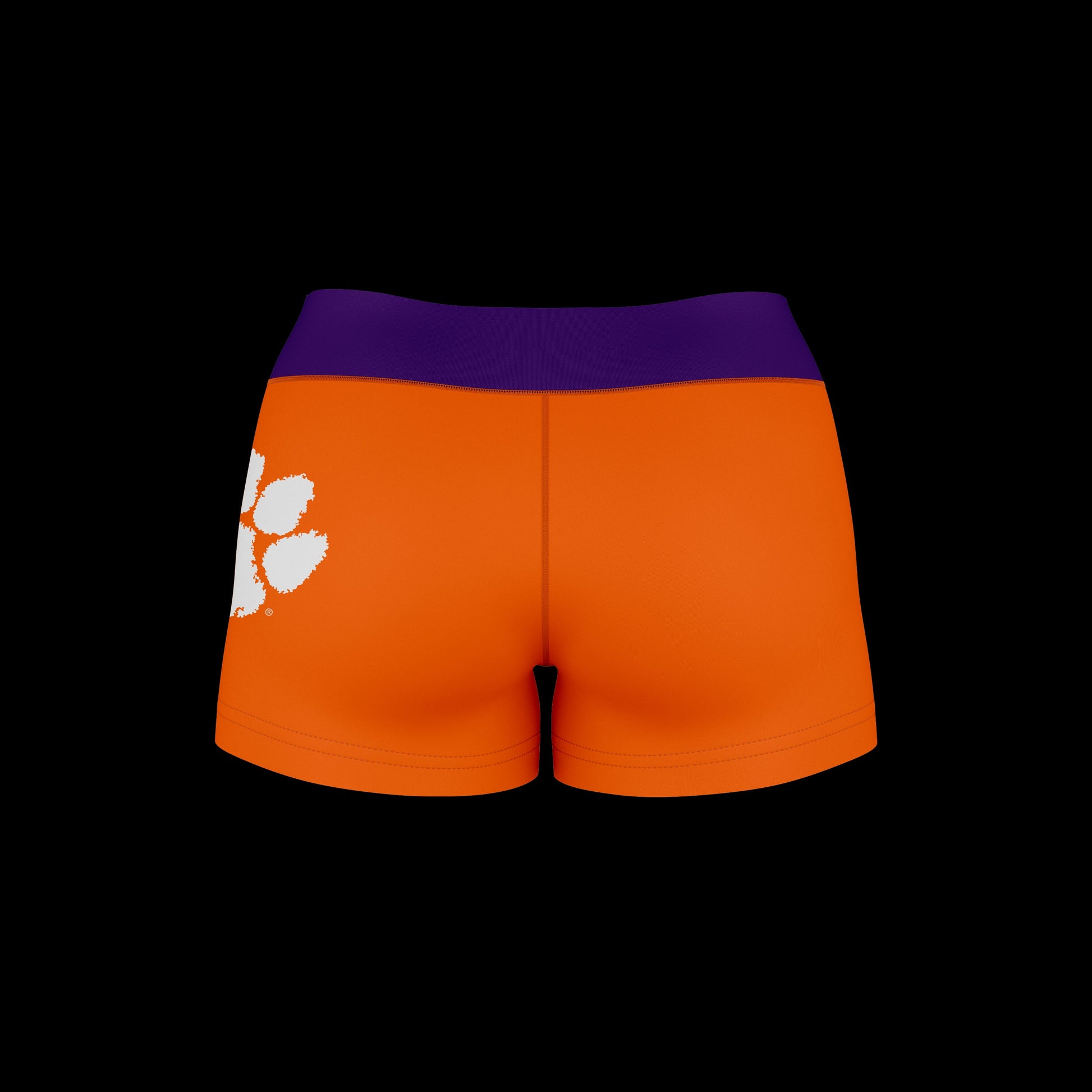 Clemson Tigers Vive La Fete Logo on Thigh and Waistband Orange & Purple Women Yoga Booty Workout Shorts 3.75 Inseam - Vive La F̻te - Online Apparel Store