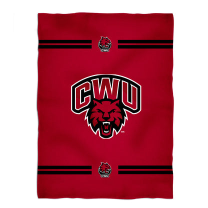 Central Washington Wildcats Game Day Soft Premium Fleece Red Throw Blanket 40 x 58 Logo & Stripes