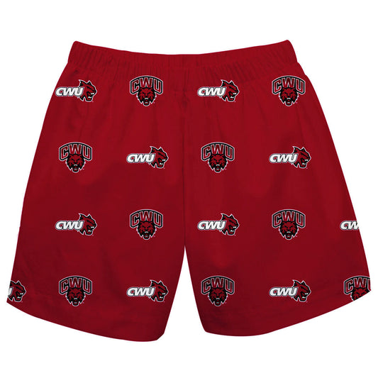 Central Washington Wildcats Boys Game Day Elastic Waist Classic Play Red Pull On Shorts