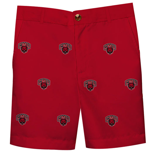 Central Washington Wildcats Boys Game Day Red Structured Dress Shorts