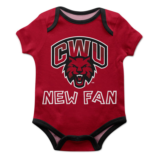 Central Washington Wildcats Infant Game Day Red Short Sleeve One Piece Jumpsuit by Vive La Fete
