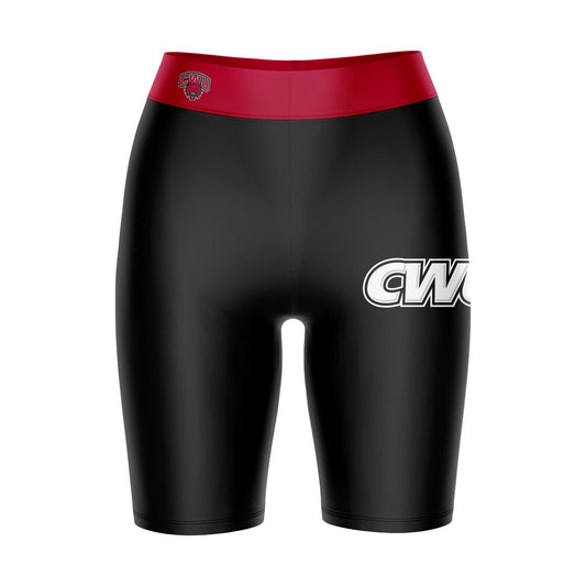 CWU Wildcats Vive La Fete Game Day Logo on Thigh and Waistband Black and Red Women Bike Short 9 Inseam"