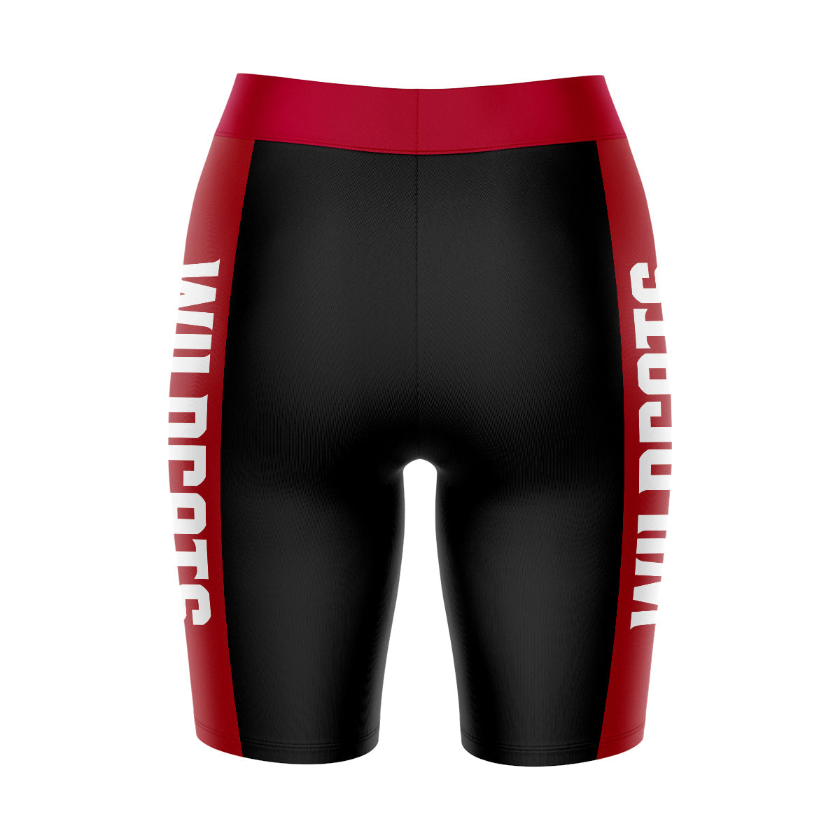 CWU Wildcats Vive La Fete Game Day Logo on Waistband and Red Stripes Black Women Bike Short 9 Inseam"