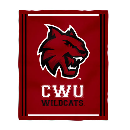 Central Washington Wildcats Kids Game Day Red Plush Soft Minky Blanket 36 x 48 Mascot