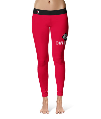 Davidson College Wildcats Vive La Fete Game Day Collegiate Logo on Thigh Red Women Yoga Leggings 2.5 Waist Tights